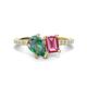 1 - Zahara 9x6 mm Pear Lab Created Alexandrite and 7x5 mm Emerald Cut Pink Tourmaline 2 Stone Duo Ring 