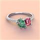 3 - Zahara 9x6 mm Pear Lab Created Alexandrite and 7x5 mm Emerald Cut Pink Tourmaline 2 Stone Duo Ring 