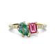 1 - Zahara 9x6 mm Pear Lab Created Alexandrite and 7x5 mm Emerald Cut Pink Tourmaline 2 Stone Duo Ring 