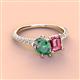 3 - Zahara 9x6 mm Pear Lab Created Alexandrite and 7x5 mm Emerald Cut Pink Tourmaline 2 Stone Duo Ring 