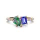 1 - Zahara 9x6 mm Pear Lab Created Alexandrite and 7x5 mm Emerald Cut Tanzanite 2 Stone Duo Ring 