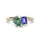 1 - Zahara 9x6 mm Pear Lab Created Alexandrite and 7x5 mm Emerald Cut Tanzanite 2 Stone Duo Ring 