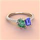 3 - Zahara 9x6 mm Pear Lab Created Alexandrite and 7x5 mm Emerald Cut Tanzanite 2 Stone Duo Ring 