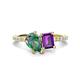 1 - Zahara 9x6 mm Pear Lab Created Alexandrite and 7x5 mm Emerald Cut Amethyst 2 Stone Duo Ring 