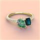 3 - Zahara 9x6 mm Pear Lab Created Alexandrite and 7x5 mm Emerald Cut London Blue Topaz 2 Stone Duo Ring 