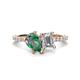 1 - Zahara 9x6 mm Pear Lab Created Alexandrite and IGI Certified 7x5 mm Emerald Cut Lab Grown Diamond 2 Stone Duo Ring 
