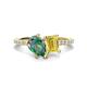 1 - Zahara 9x6 mm Pear Lab Created Alexandrite and 7x5 mm Emerald Cut Lab Created Yellow Sapphire 2 Stone Duo Ring 