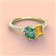 3 - Zahara 9x6 mm Pear Lab Created Alexandrite and 7x5 mm Emerald Cut Citrine 2 Stone Duo Ring 