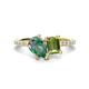 1 - Zahara 9x6 mm Pear Lab Created Alexandrite and 7x5 mm Emerald Cut Peridot 2 Stone Duo Ring 