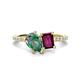 1 - Zahara 9x6 mm Pear Lab Created Alexandrite and 7x5 mm Emerald Cut Rhodolite Garnet 2 Stone Duo Ring 