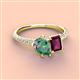 3 - Zahara 9x6 mm Pear Lab Created Alexandrite and 7x5 mm Emerald Cut Rhodolite Garnet 2 Stone Duo Ring 