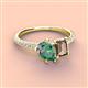 3 - Zahara 9x6 mm Pear Lab Created Alexandrite and 7x5 mm Emerald Cut Smoky Quartz 2 Stone Duo Ring 