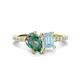 1 - Zahara 9x6 mm Pear Lab Created Alexandrite and 7x5 mm Emerald Cut Aquamarine 2 Stone Duo Ring 