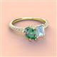 3 - Zahara 9x6 mm Pear Lab Created Alexandrite and 7x5 mm Emerald Cut Aquamarine 2 Stone Duo Ring 