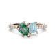 1 - Zahara 9x6 mm Pear Lab Created Alexandrite and 7x5 mm Emerald Cut Aquamarine 2 Stone Duo Ring 