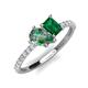 4 - Zahara 9x6 mm Pear Lab Created Alexandrite and 7x5 mm Emerald Cut Lab Created Emerald 2 Stone Duo Ring 