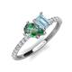 4 - Zahara 9x6 mm Pear Lab Created Alexandrite and 7x5 mm Emerald Cut Aquamarine 2 Stone Duo Ring 