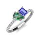 4 - Zahara 9x6 mm Pear Lab Created Alexandrite and 7x5 mm Emerald Cut Tanzanite 2 Stone Duo Ring 