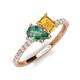 4 - Zahara 9x6 mm Pear Lab Created Alexandrite and 7x5 mm Emerald Cut Citrine 2 Stone Duo Ring 