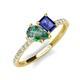 4 - Zahara 9x6 mm Pear Lab Created Alexandrite and 7x5 mm Emerald Cut Iolite 2 Stone Duo Ring 