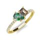 4 - Zahara 9x6 mm Pear Lab Created Alexandrite and 7x5 mm Emerald Cut Smoky Quartz 2 Stone Duo Ring 