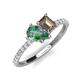 4 - Zahara 9x6 mm Pear Lab Created Alexandrite and 7x5 mm Emerald Cut Smoky Quartz 2 Stone Duo Ring 