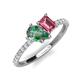 4 - Zahara 9x6 mm Pear Lab Created Alexandrite and 7x5 mm Emerald Cut Pink Tourmaline 2 Stone Duo Ring 