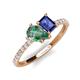 4 - Zahara 9x6 mm Pear Lab Created Alexandrite and 7x5 mm Emerald Cut Iolite 2 Stone Duo Ring 