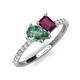 4 - Zahara 9x6 mm Pear Lab Created Alexandrite and 7x5 mm Emerald Cut Rhodolite Garnet 2 Stone Duo Ring 