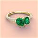 3 - Zahara 9x7 mm Pear Emerald and 7x5 mm Emerald Cut Lab Created Emerald 2 Stone Duo Ring 