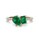 1 - Zahara 9x7 mm Pear Emerald and 7x5 mm Emerald Cut Lab Created Emerald 2 Stone Duo Ring 
