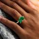 2 - Zahara 9x7 mm Pear Emerald and 7x5 mm Emerald Cut Lab Created Emerald 2 Stone Duo Ring 