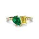1 - Zahara 9x7 mm Pear Emerald and 7x5 mm Emerald Cut Lab Created Yellow Sapphire 2 Stone Duo Ring 