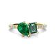 1 - Zahara 9x7 mm Pear Emerald and 7x5 mm Emerald Cut Lab Created Alexandrite 2 Stone Duo Ring 