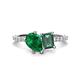 1 - Zahara 9x7 mm Pear Emerald and 7x5 mm Emerald Cut Lab Created Alexandrite 2 Stone Duo Ring 