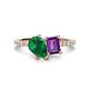 1 - Zahara 9x7 mm Pear Emerald and 7x5 mm Emerald Cut Amethyst 2 Stone Duo Ring 