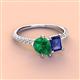 3 - Zahara 9x7 mm Pear Emerald and 7x5 mm Emerald Cut Iolite 2 Stone Duo Ring 