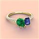 3 - Zahara 9x7 mm Pear Emerald and 7x5 mm Emerald Cut Iolite 2 Stone Duo Ring 