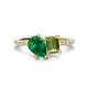1 - Zahara 9x7 mm Pear Emerald and 7x5 mm Emerald Cut Peridot 2 Stone Duo Ring 