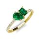 4 - Zahara 9x7 mm Pear Emerald and 7x5 mm Emerald Cut Lab Created Emerald 2 Stone Duo Ring 