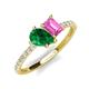 4 - Zahara 9x7 mm Pear Emerald and 7x5 mm Emerald Cut Lab Created Pink Sapphire 2 Stone Duo Ring 