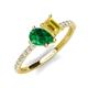 4 - Zahara 9x7 mm Pear Emerald and 7x5 mm Emerald Cut Lab Created Yellow Sapphire 2 Stone Duo Ring 