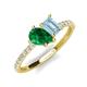 4 - Zahara 9x7 mm Pear Emerald and 7x5 mm Emerald Cut Aquamarine 2 Stone Duo Ring 