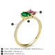 5 - Zahara 9x7 mm Pear Emerald and 7x5 mm Emerald Cut Pink Tourmaline 2 Stone Duo Ring 