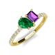 4 - Zahara 9x7 mm Pear Emerald and 7x5 mm Emerald Cut Amethyst 2 Stone Duo Ring 