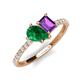 4 - Zahara 9x7 mm Pear Emerald and 7x5 mm Emerald Cut Amethyst 2 Stone Duo Ring 
