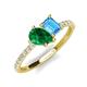 4 - Zahara 9x7 mm Pear Emerald and 7x5 mm Emerald Cut Blue Topaz 2 Stone Duo Ring 