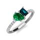 4 - Zahara 9x7 mm Pear Emerald and 7x5 mm Emerald Cut London Blue Topaz 2 Stone Duo Ring 