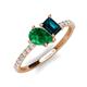 4 - Zahara 9x7 mm Pear Emerald and 7x5 mm Emerald Cut London Blue Topaz 2 Stone Duo Ring 