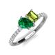 4 - Zahara 9x7 mm Pear Emerald and 7x5 mm Emerald Cut Peridot 2 Stone Duo Ring 